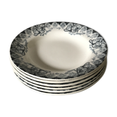 Six hollow plates Terre de Fer