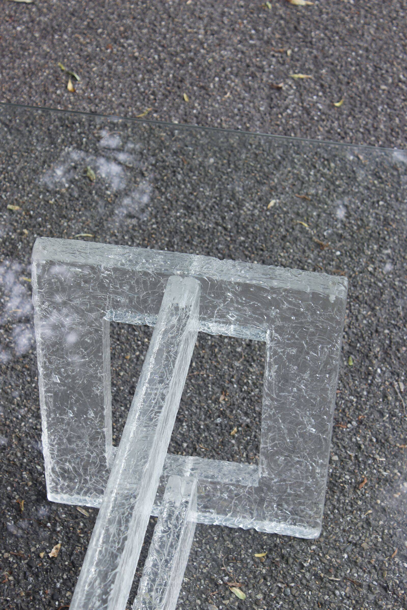 Vintage coffee table with frosted plexiglass base 1970s