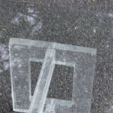 Vintage coffee table with frosted plexiglass base 1970s
