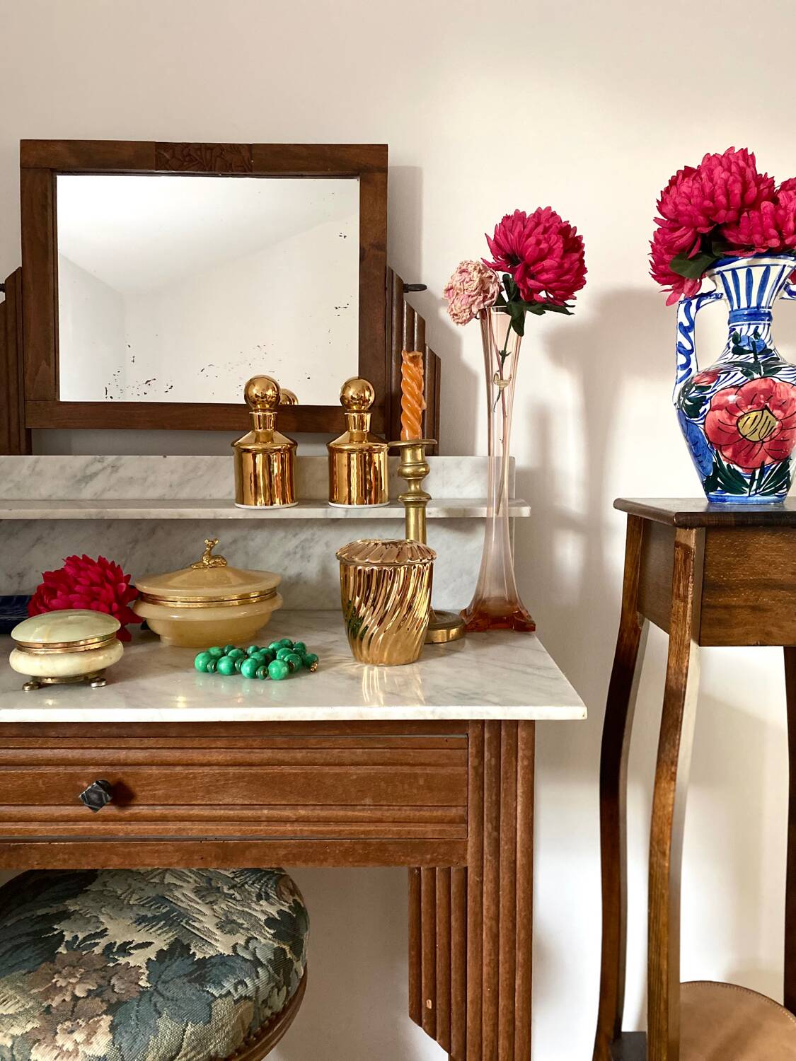 Old art deco wooden dressing table