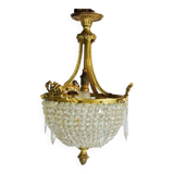 Lustre en bronze et pampilles Louis XVI