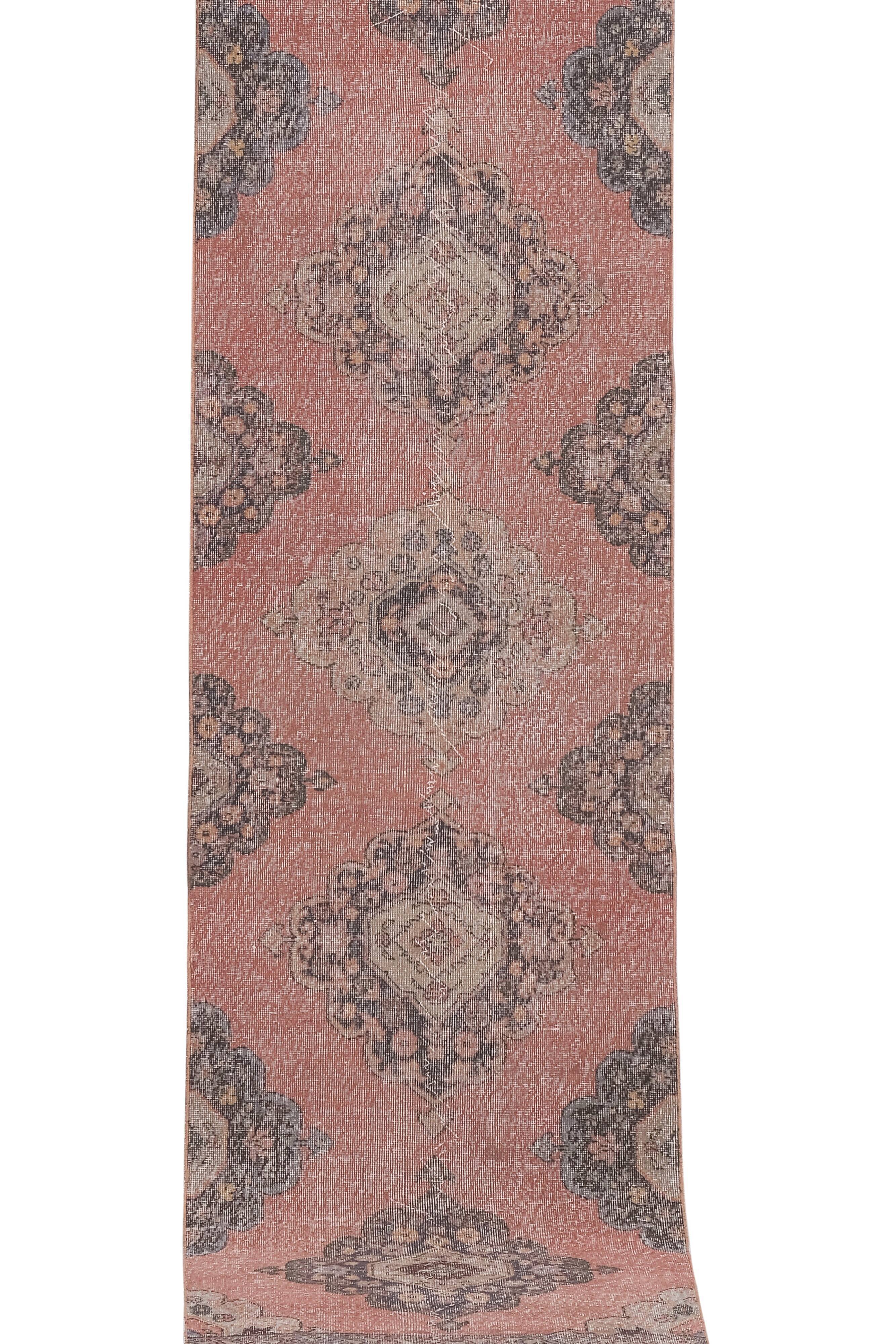 Vintage Turkish rug from Oushak, hand-woven 87x382 cm