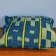 Housse de coussin en tissu baoulé jaune