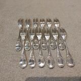 12 silver-plated cake forks with 2 prongs by Christofle Trianon LXVI