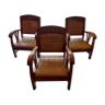 3 fauteuils en bois avec leur coussin