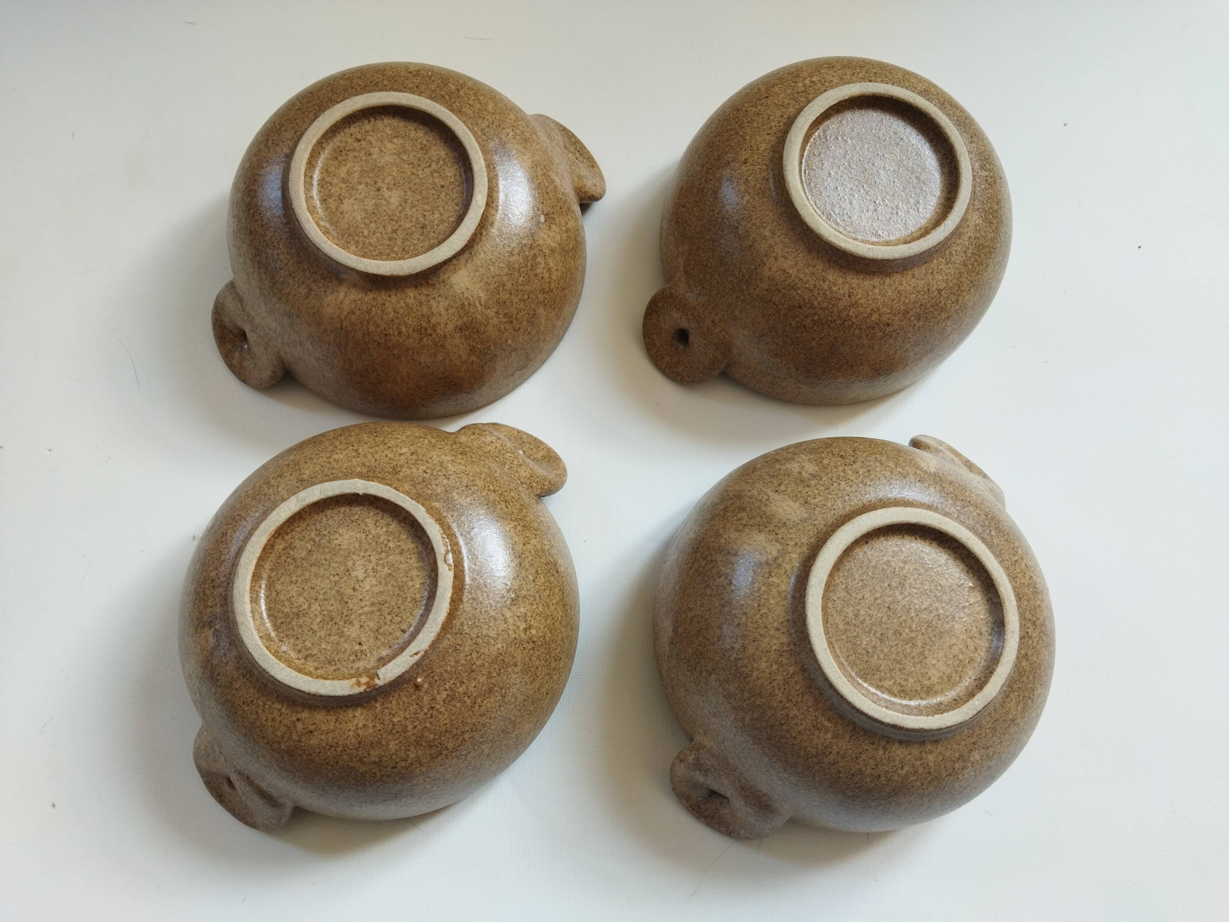 4 stoneware ear bowls