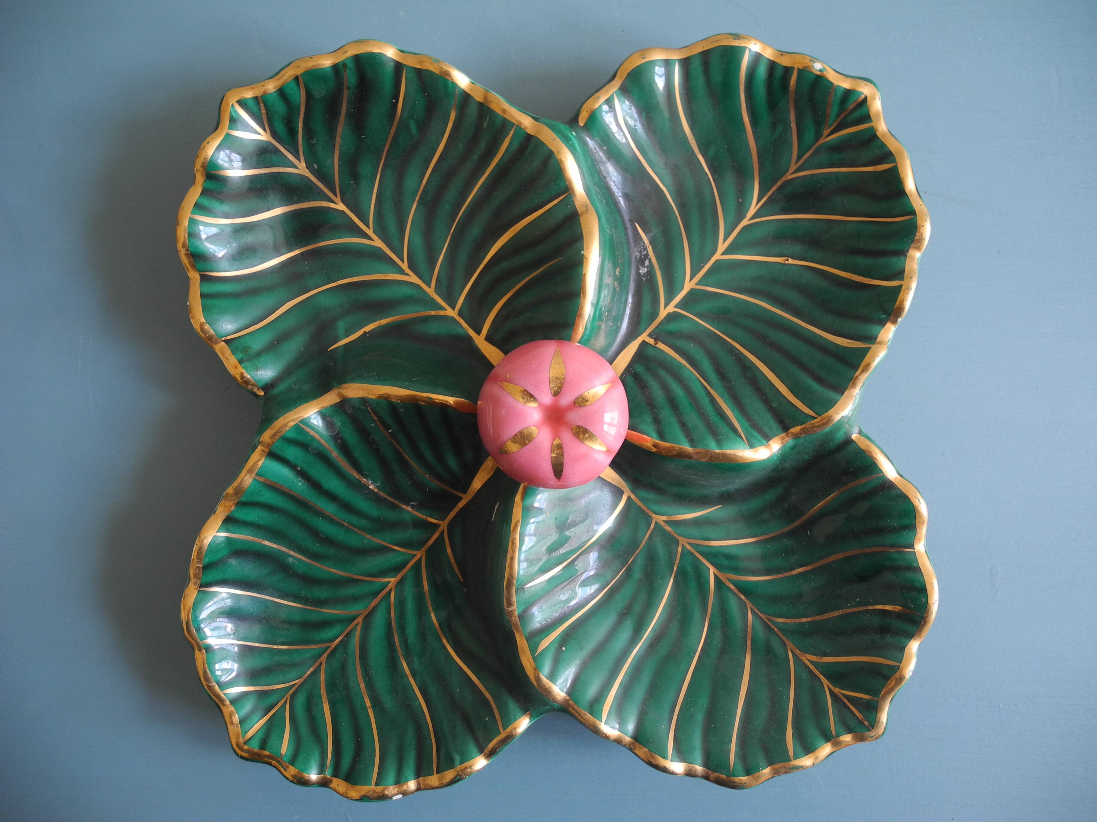 Old ceramic serving dish kitsch table decor vintage ceramic dish
