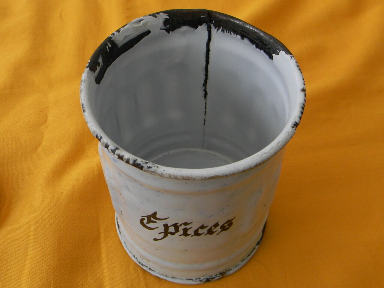 Set of 5 enamelled iron spice jars