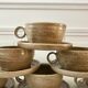 Lot de 6 tasses en grès design et ses soucoupes années 60 signées fait-main