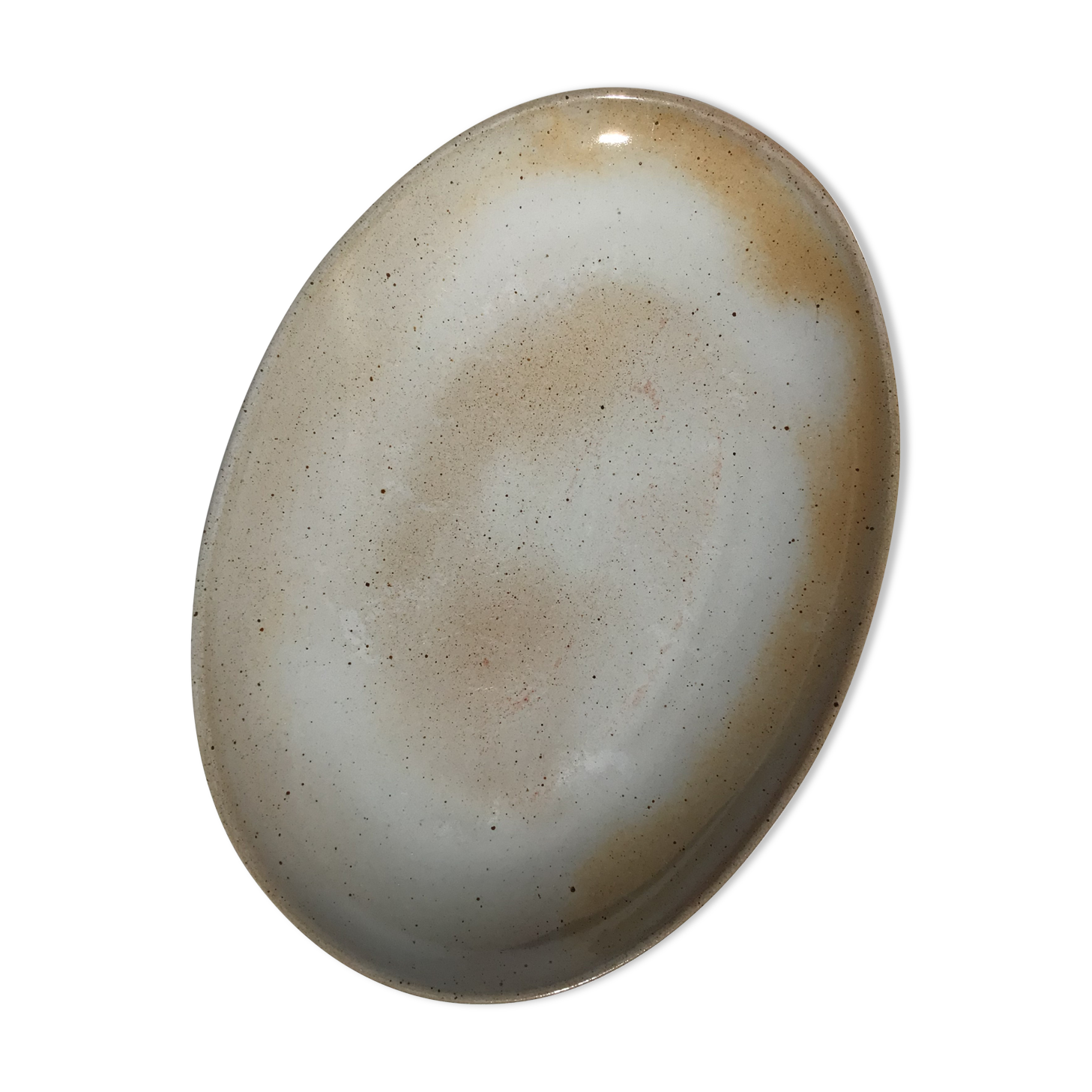 Plat grès du Marais creux ovale moucheté