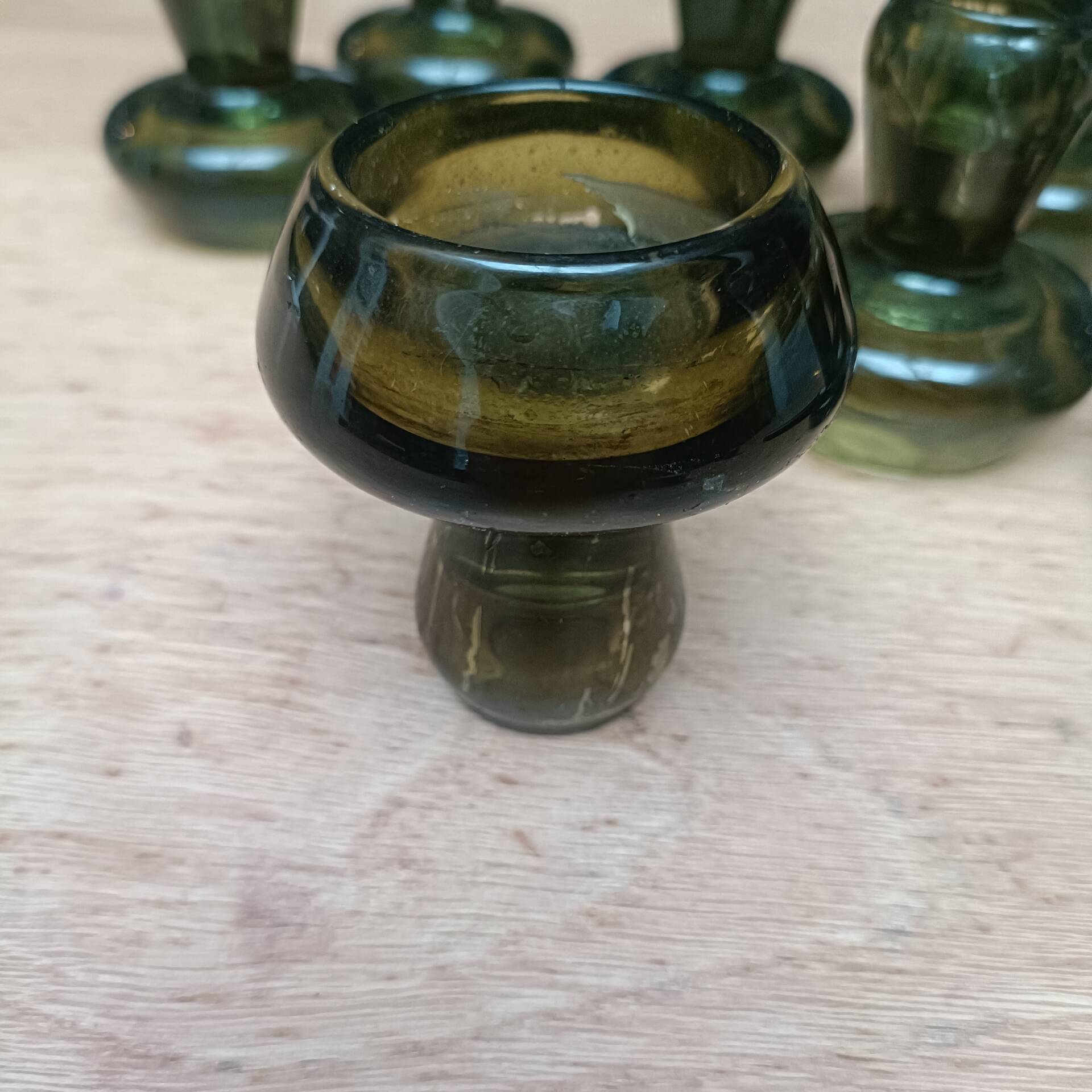 Bottle green glass candle holders
