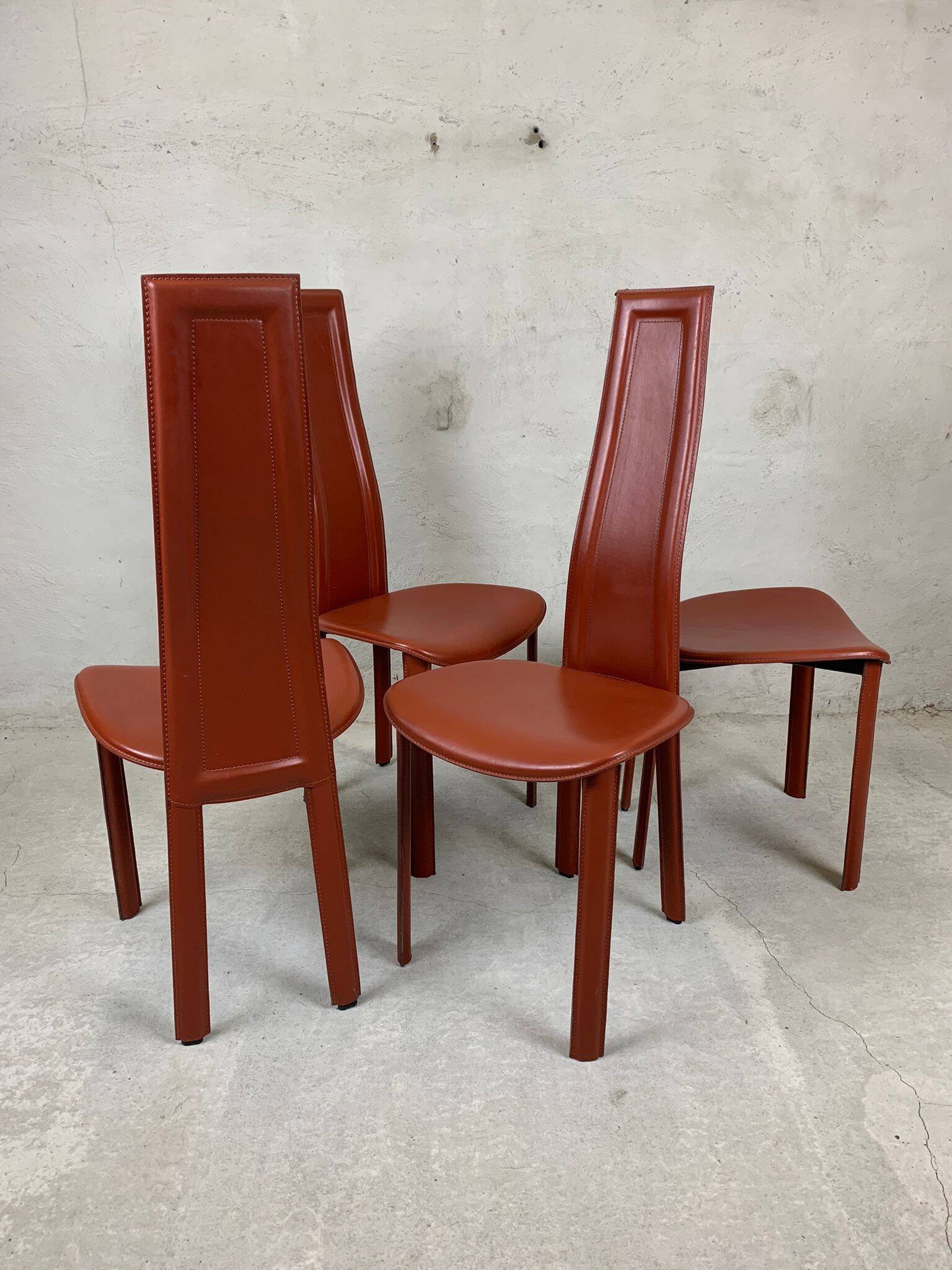 Set Of 6 High Back Dining Room Chairs By Arper