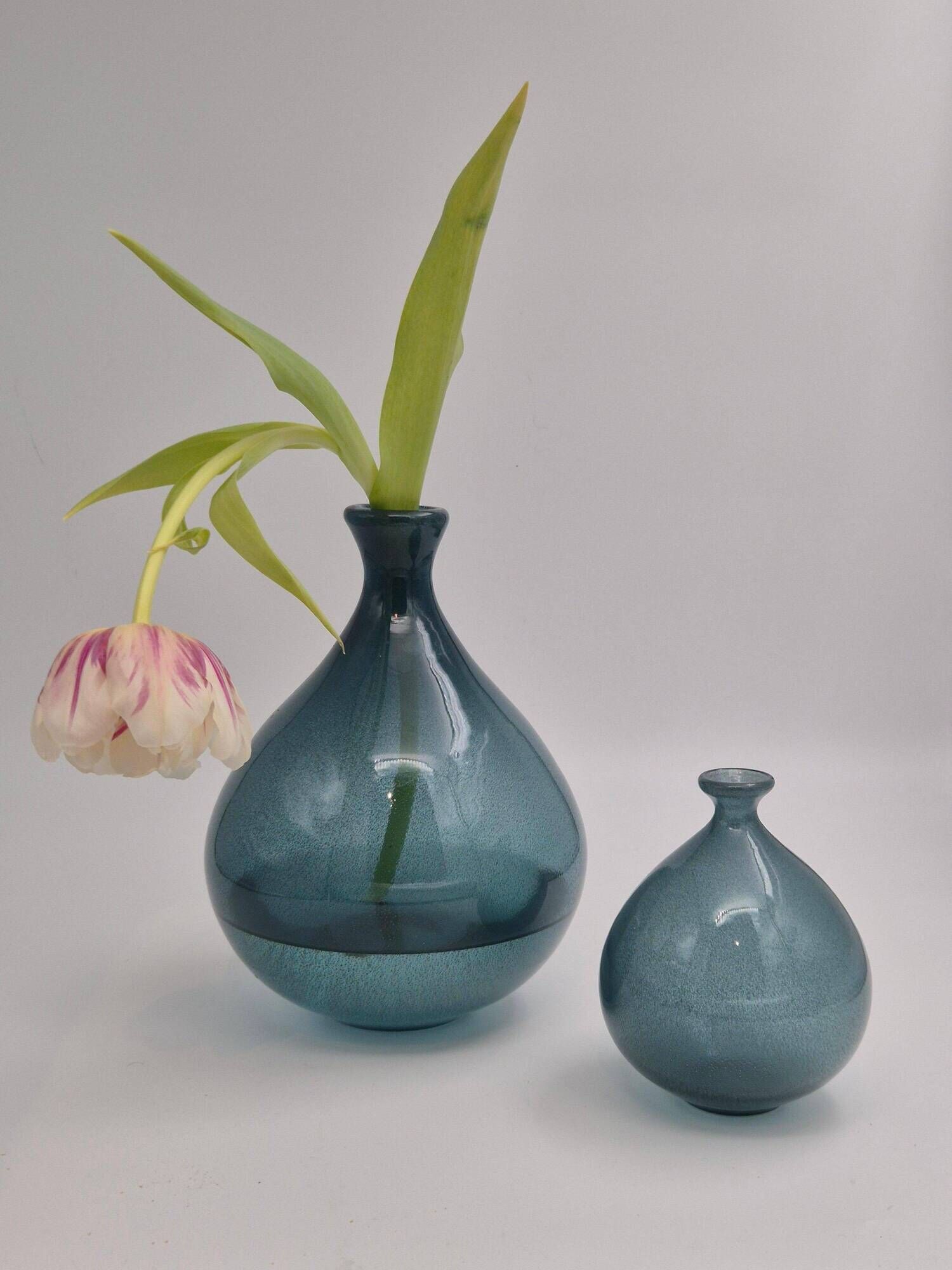 Erik Höglund, balloon-shaped blue glass vase for Boda, Sweden, mid-20th century.
