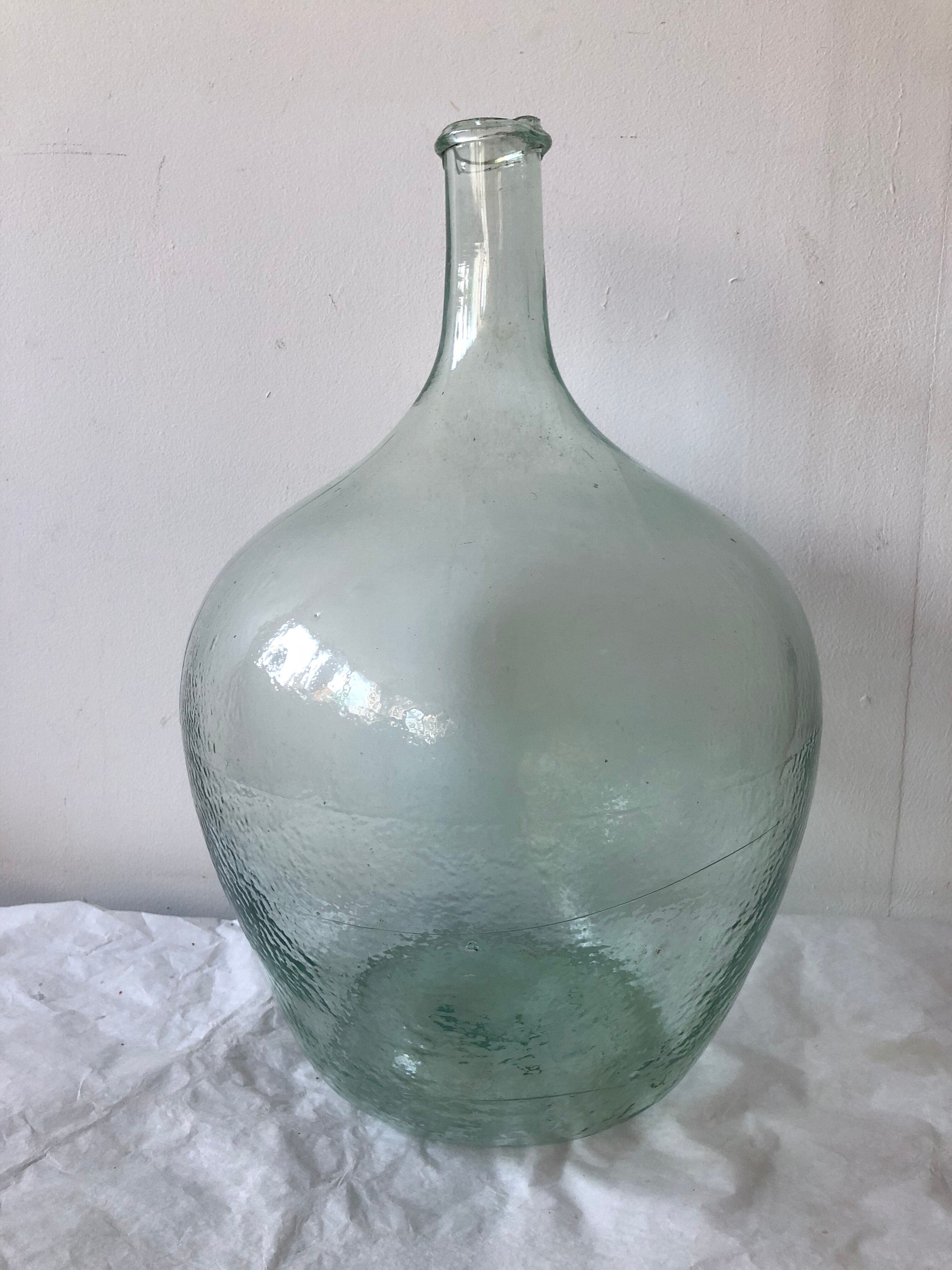 Demijohn green transparent blown