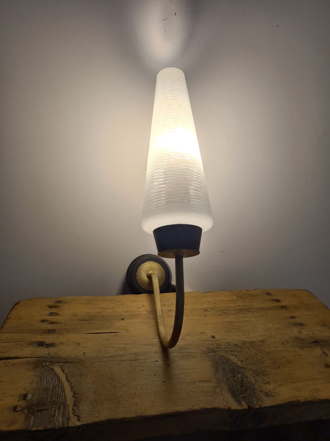 Pair of bobbin wall lights from the 50s and 60s