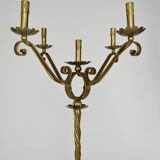 Lampadaire doré en fer forgé