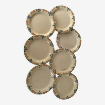 7 old plates of Longwy beige