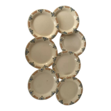7 assiettes anciennes de Longwy beige