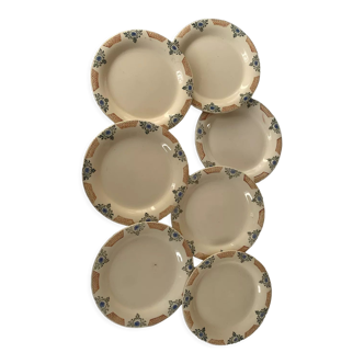 7 old plates of Longwy beige