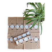 5 napkins 49x49 cm beige with geometric pattern, vintage