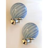 Contemporary Blue Swirl “Rods” Murano Glass Wall Sconces - Set of Two