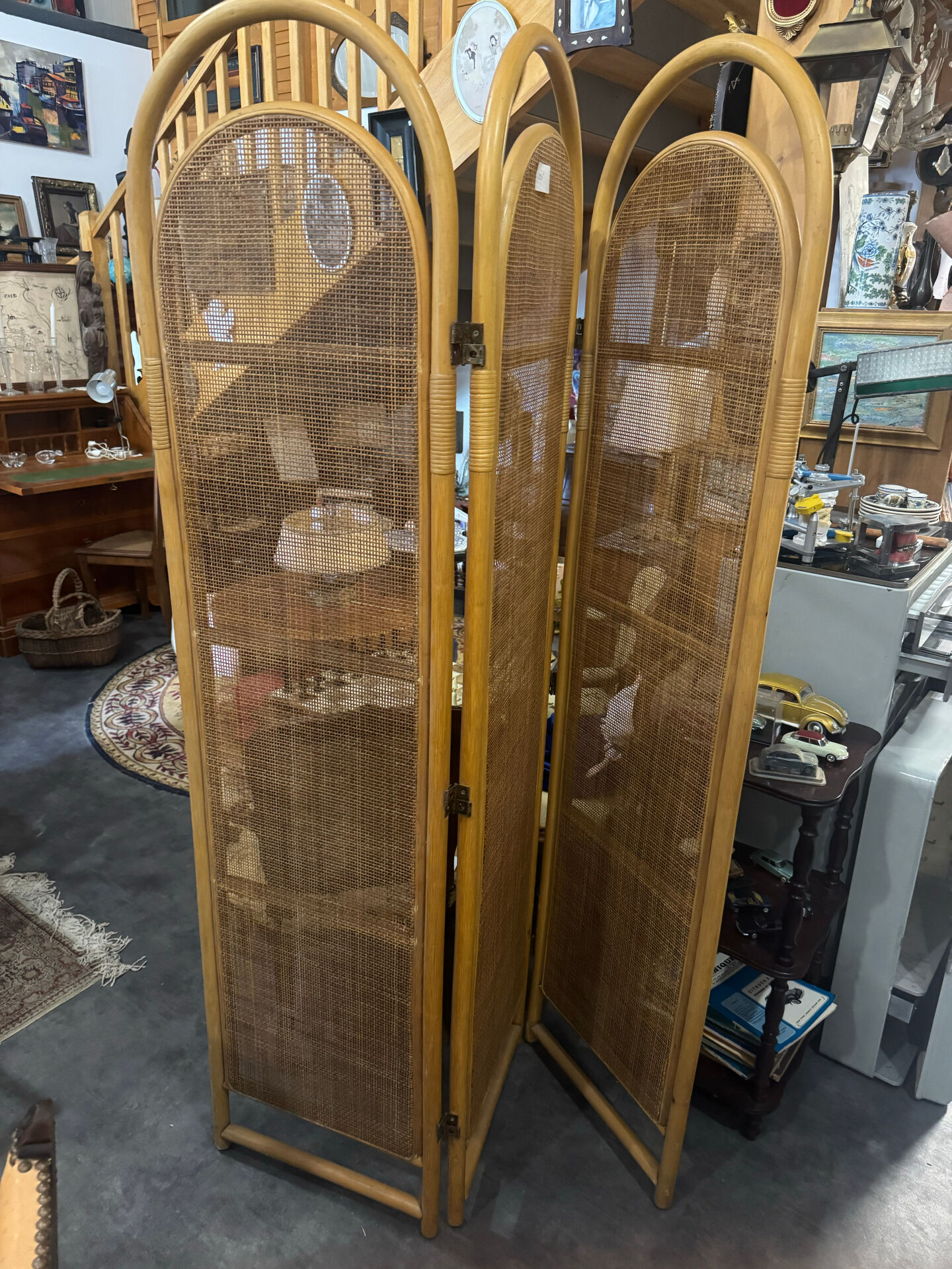 Sculptural Screen in Three Parts in Rattan and Wicker, 1970s