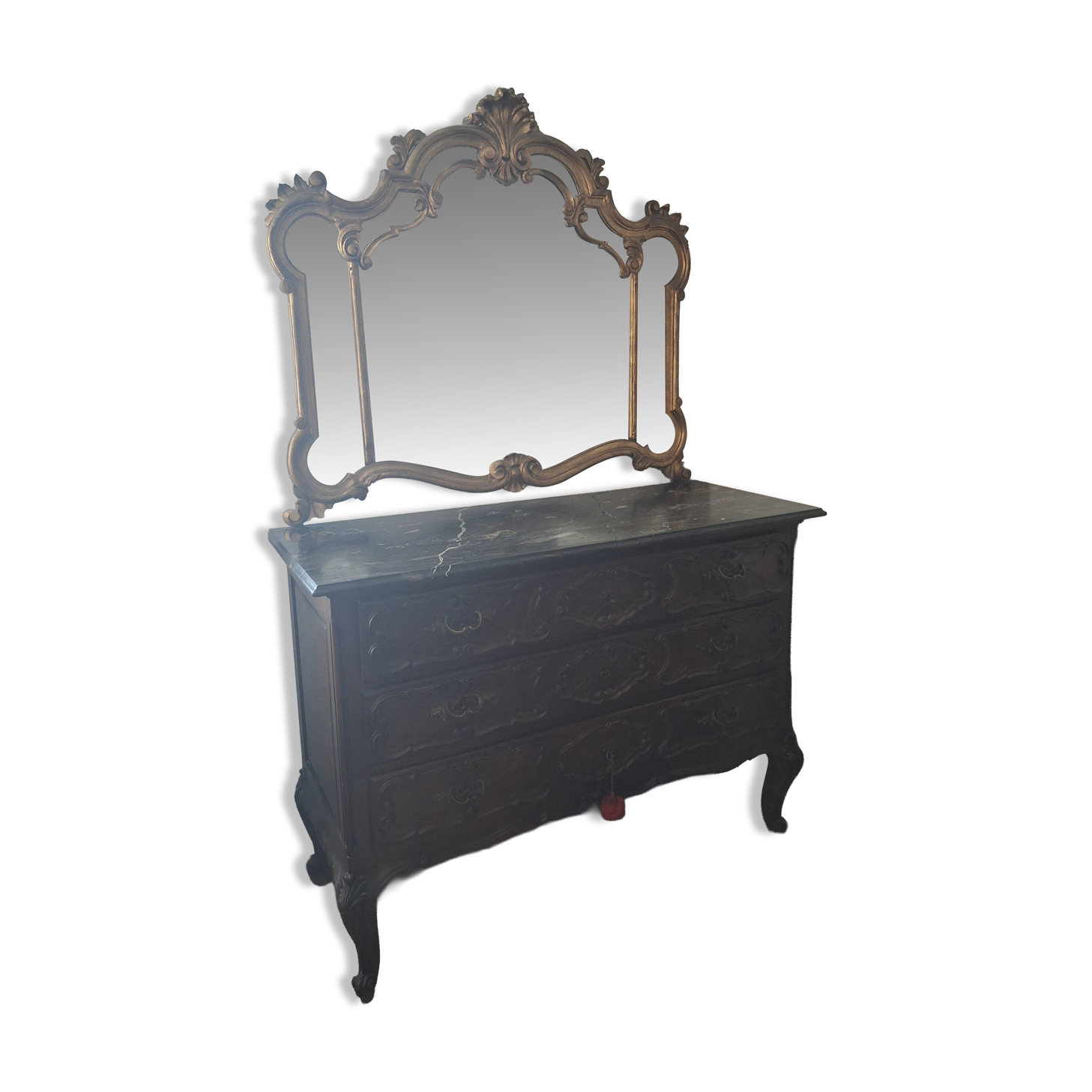 Commode italienne en bois avec miroir, années 1960