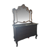 1960s Italian wooden dresser with large mirror