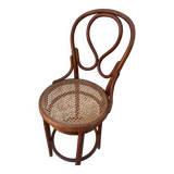 Thonet high bar chair in curved wood and cane