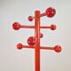 Postmodern Red Stained Beech Coat Rack with Balls, Italy, 1970s