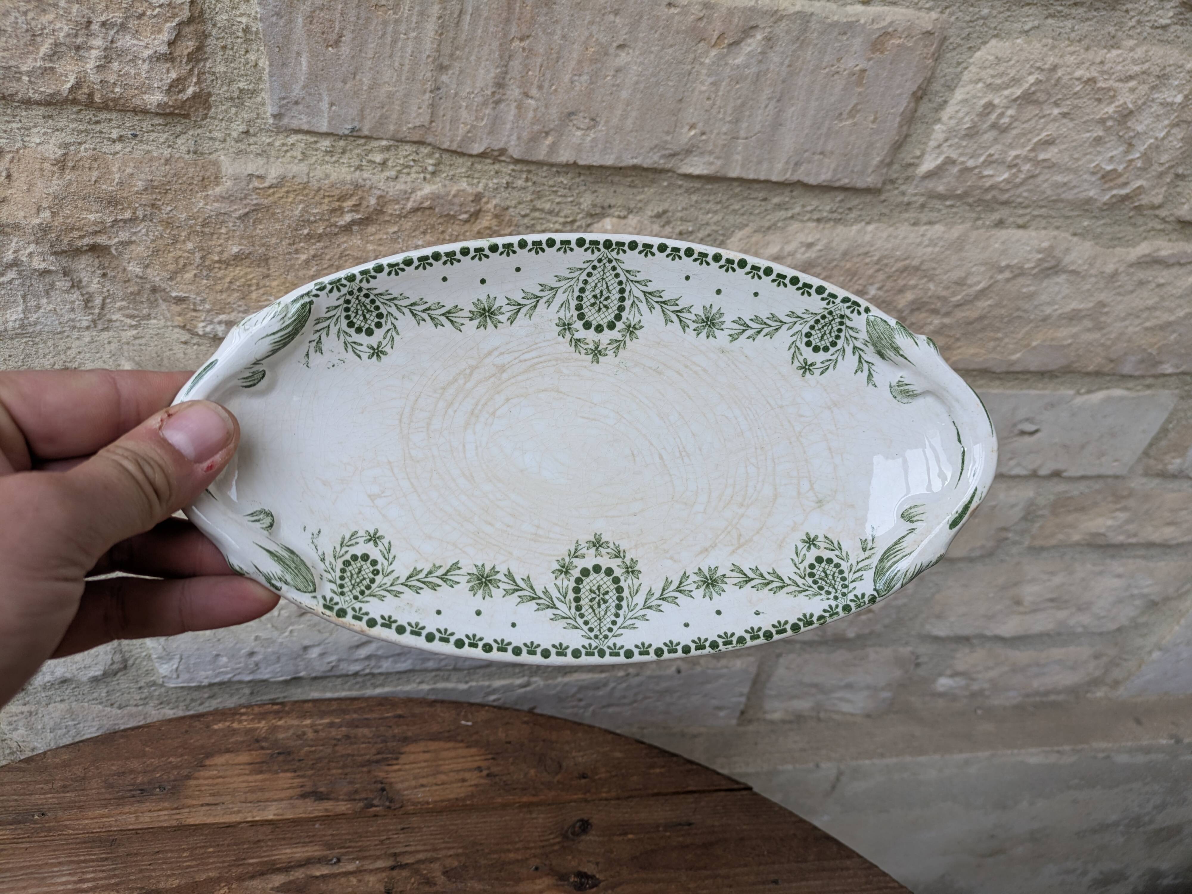 Ravier Creil and Montereau Service Brussels Labrador green frieze decoration