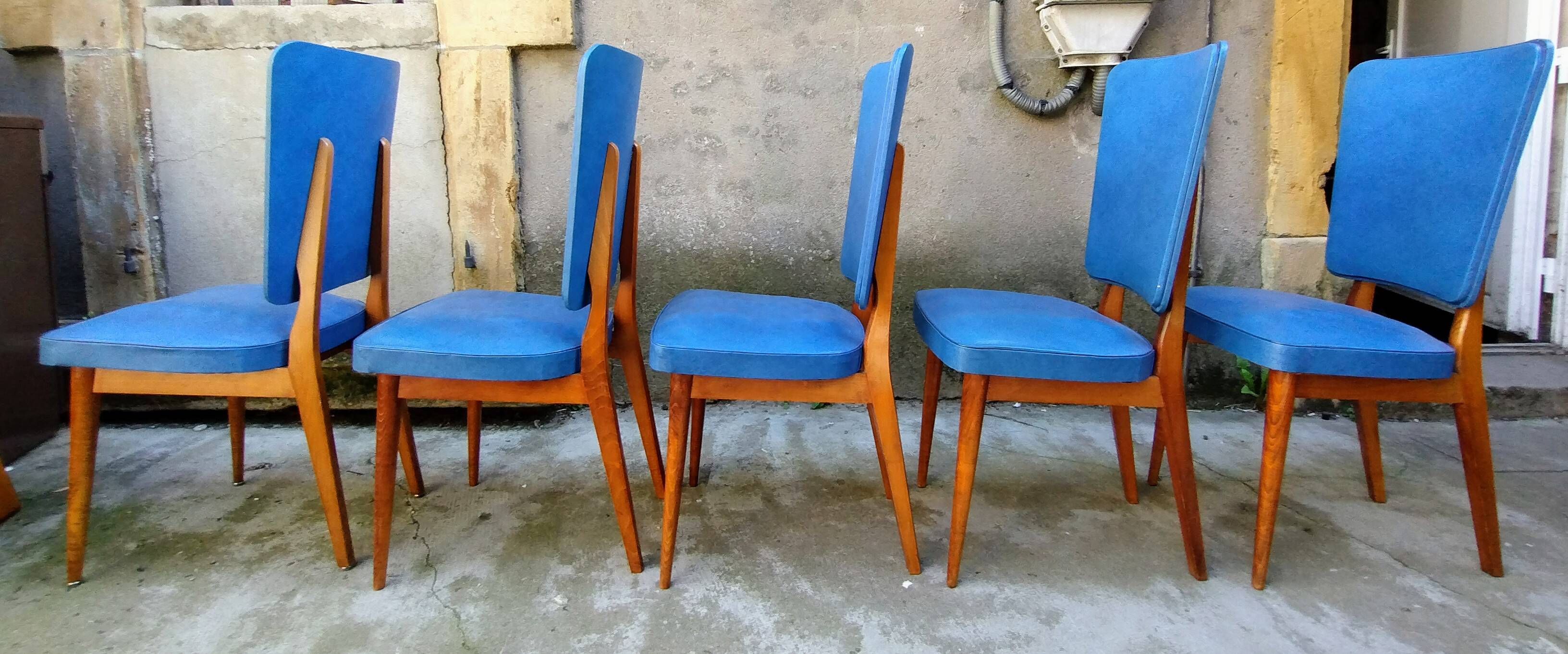 Lot de 5 chaises scandinave année 50/60