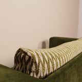 Olive velvet two-seater sofa