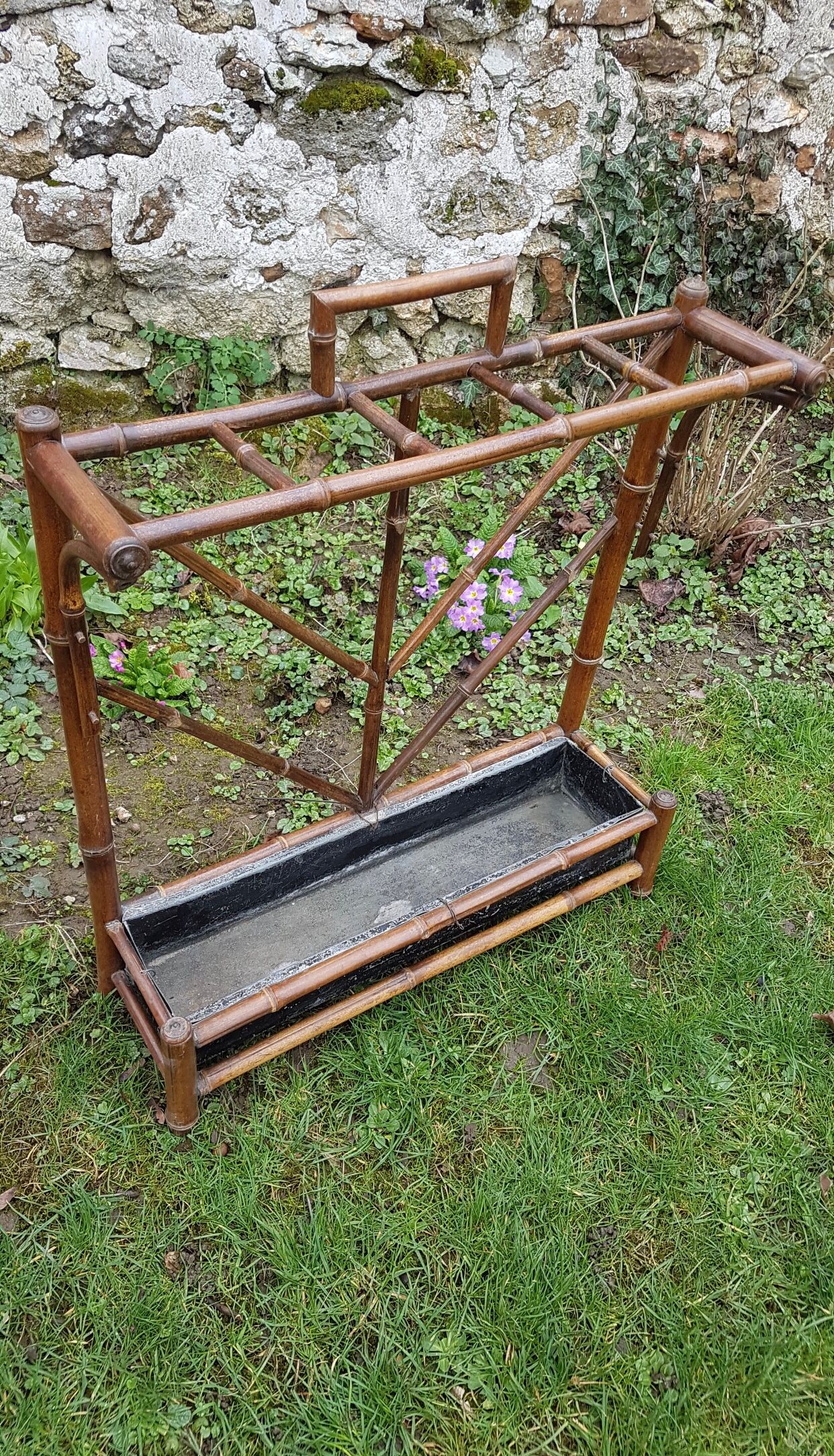 Door old wooden umbrellas turned