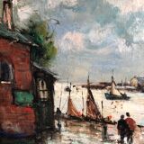 Tableau à l’huile port d’Honfleur