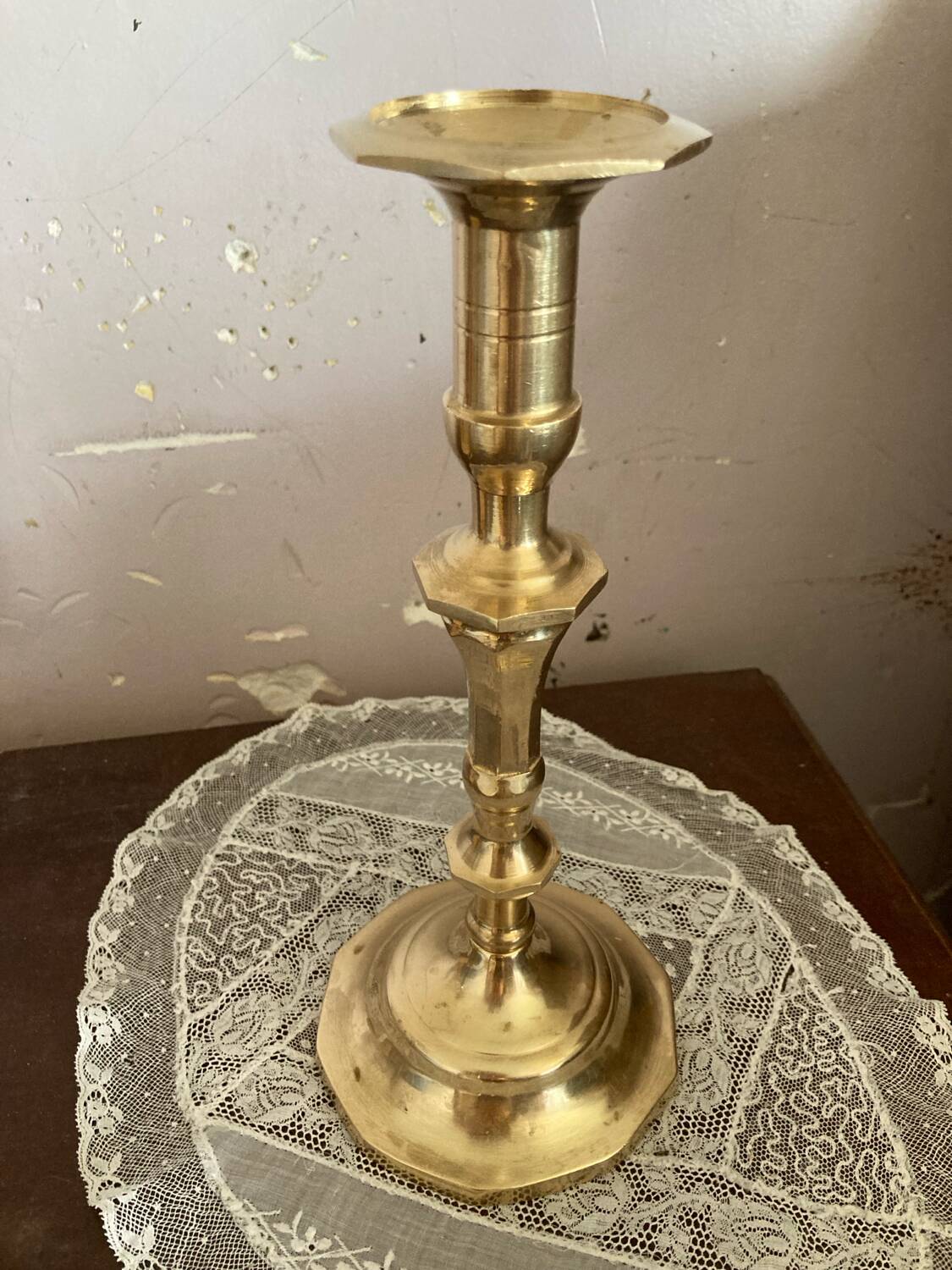 Solid brass candle holder