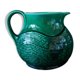 Green pitcher Sarreguemines Digoin vintage 60s slip