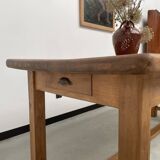 Solid pine table with its extension, 1950s
