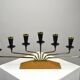 Brass, Black Painted Metal and Teak Candelabra by Gunnar Ander for Ystad-Metall, Sweden, 1960s