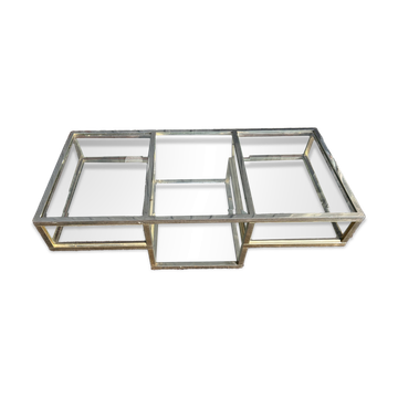 Metal and glass coffee table in Hollywood Regency style