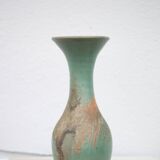 Vase vintage, vase balustre style raku, vase grand col, vase céramique vert céladon
