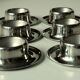 Set of 6 stainless steel egg cups, vintage from the 60s