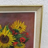 Tableau nature morte, tournesol, signé