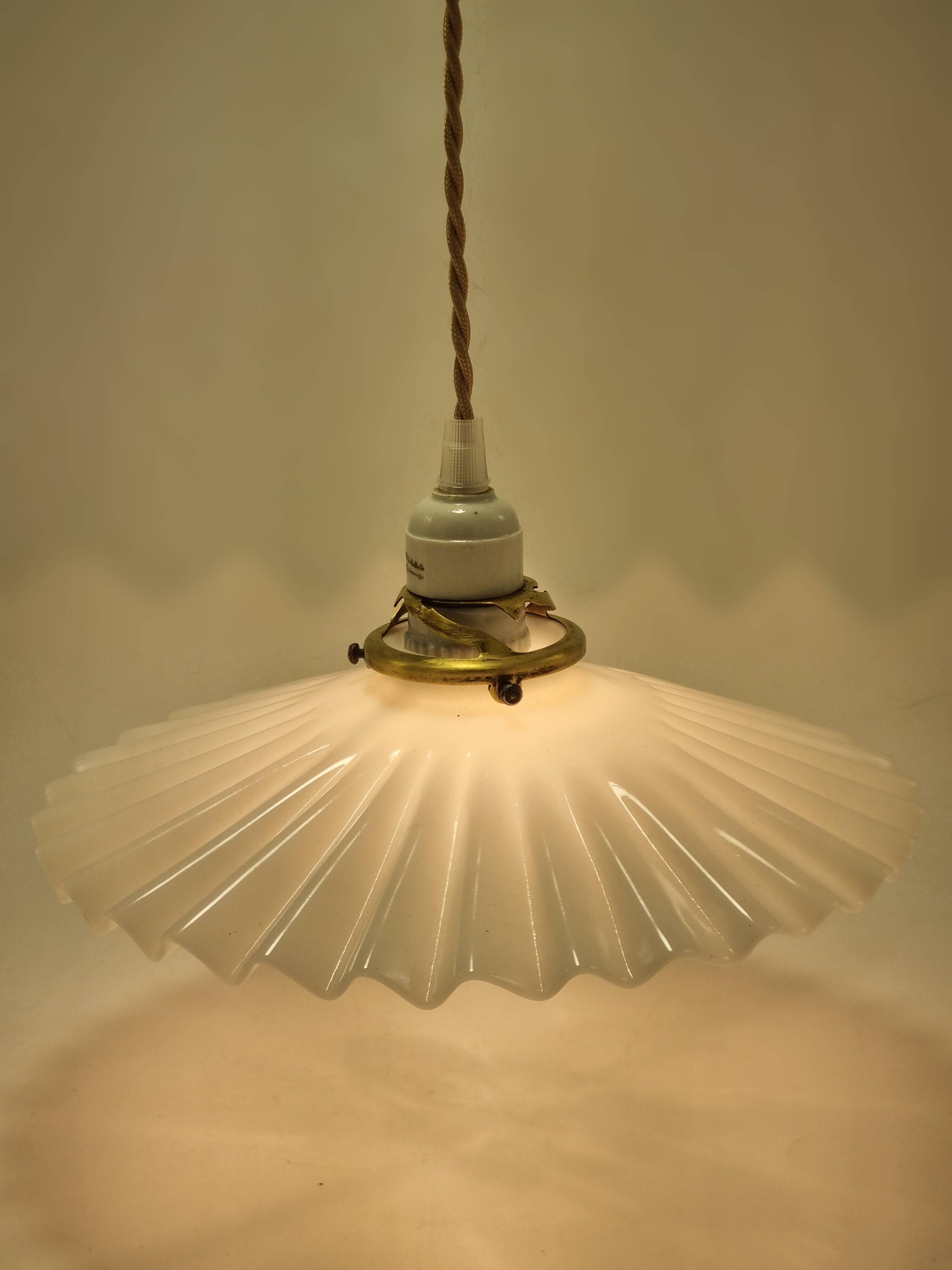 Opaline glass pendant light