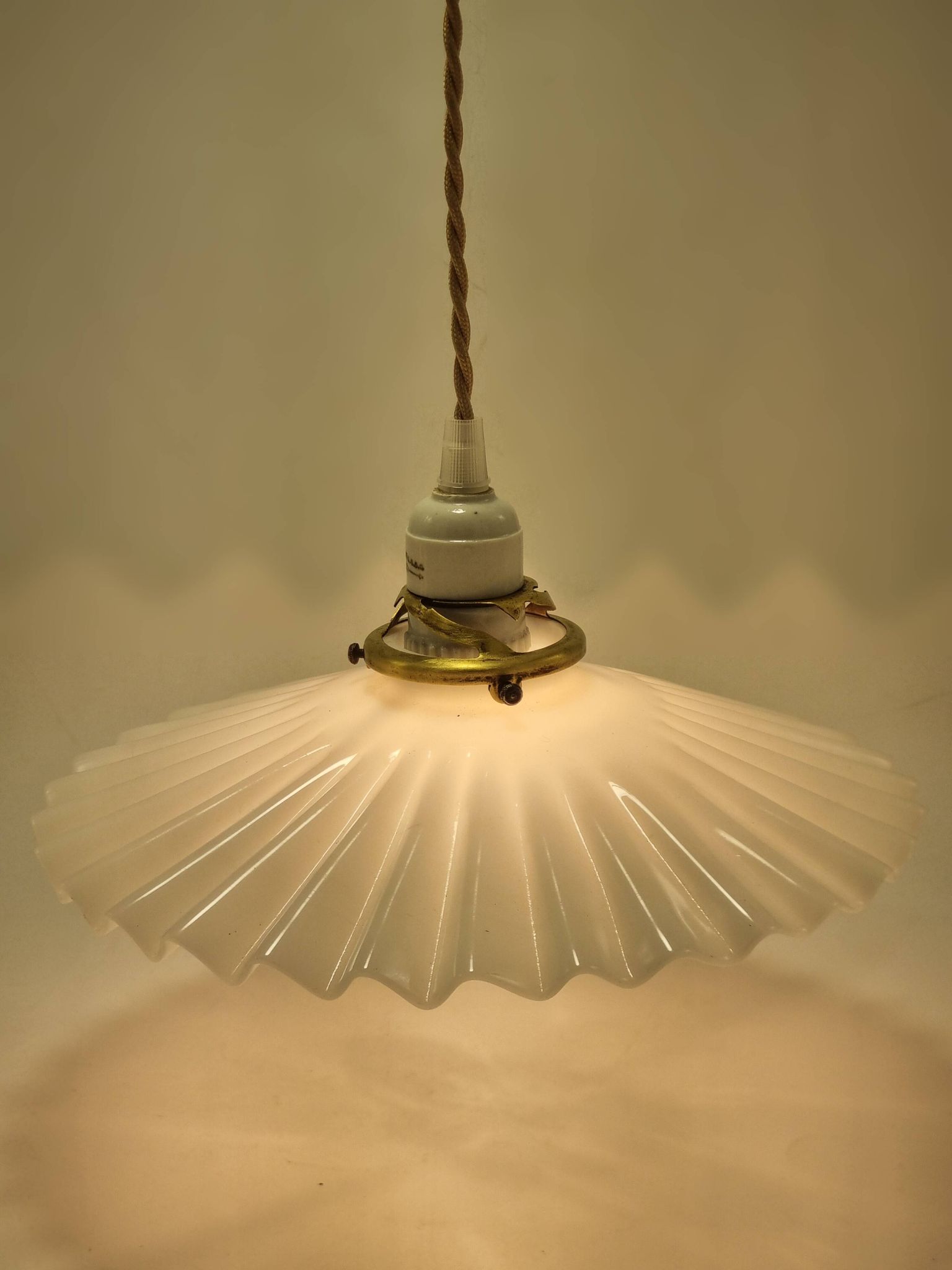 Opaline glass pendant light