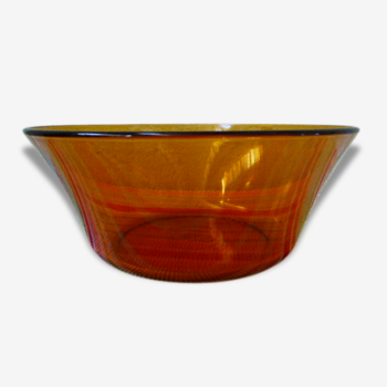 Saladier Duralex en verre ocre vintage 1970