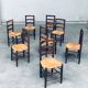 French Provincial Design Rush Dining Chairs, 1940s, Set of 8