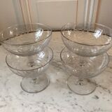 Set of 4 wide glasses of champagne in crystalline 60s
