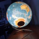 Grand Globe Terrestre Vintage • Verre • Laiton • Columbia Duo • Space Age • 1960