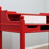 Vintage red lacquered writing desk Italian rustic design 1960s